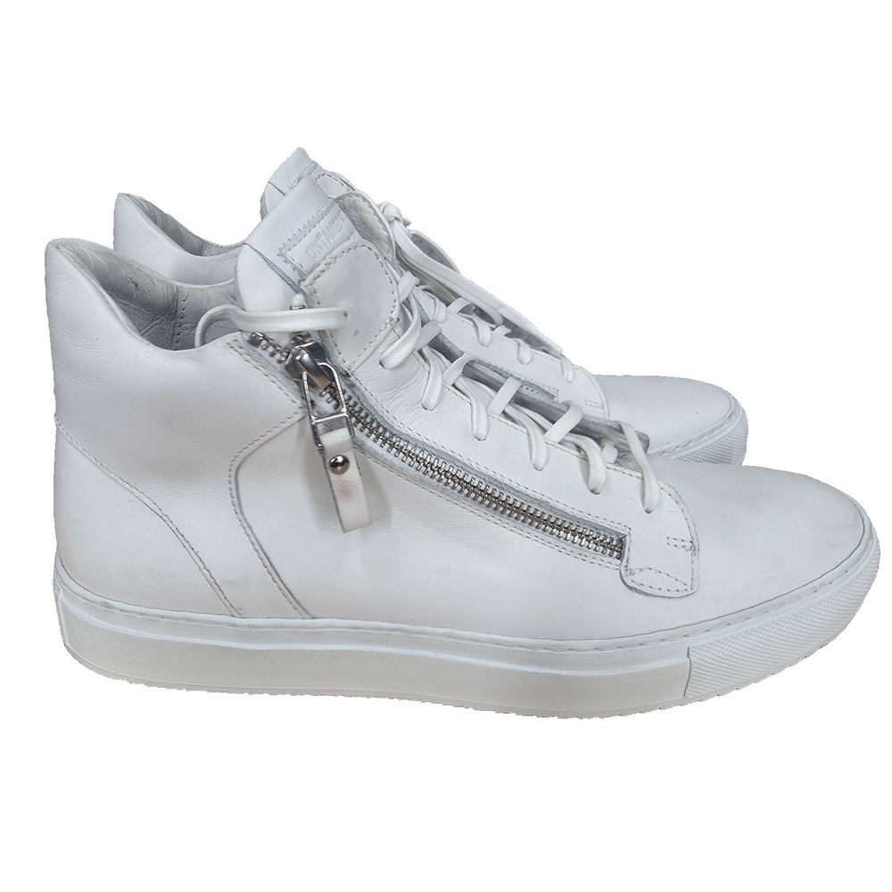 Untamed Street Soho Sneakers Mens 7 White Leather Zip Up High‎ Top Italy Shoes